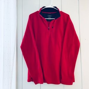 EUC L.L. Bean Red Fleece Quarter Zip Pullover / Medium Tall